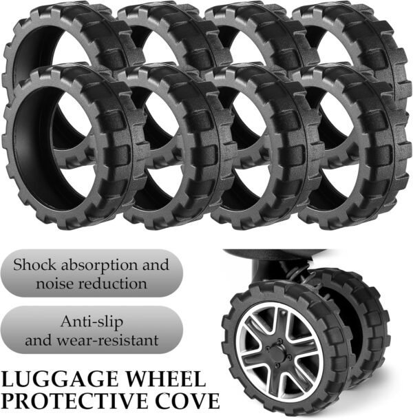 Lusofie 8 Pack Luggage Wheel Protectors Silicone Material Luggage Wheel Covers Suitcase Wheel Covers Suitable For Luggage Travel Suitcase Wheels Protection And Noise Reduction (Black) - Image 4