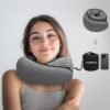 Travel Neck Pillow for Airplanes, 100% Pure Memory Foam Neck Support Pillow 360°Adjustable Full Surrounding Travel Pillow for Long Flights, Car, Train and Home Use, Dark Grey - Image 2