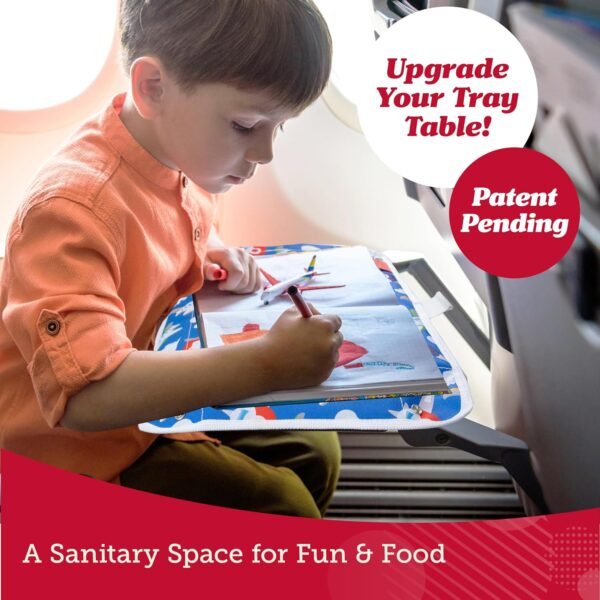 Lusso Gear Kids Tray Table Cover with Pockets - Airplane Travel Essentials for Babies, Toddlers, Adults - Travel Tray for Kids on Plane or Train - Airplane Must Haves and Flying Essentials - Airplanes - Image 2