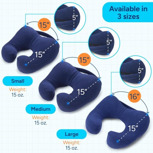 SunnyBay Travel Neck Pillow for Airplanes, Car & Chair - Ultimate Sleeping Accessories for Traveling - Neck Support and Pain Relief - Original Pillows for Chemo Patients (Navy Blue, Medium) - Image 7
