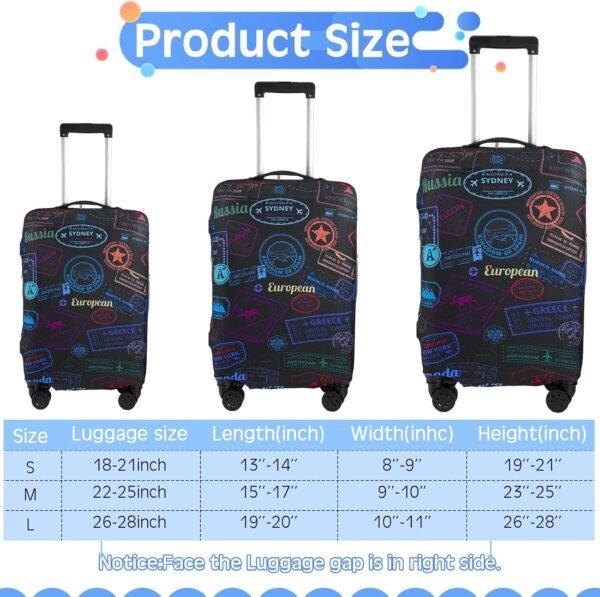 Sherr 3 Pieces Travel Luggage Cover Suitcase Protector Anti Scratch Suitcase Cover Washable Baggage Covers (Vintage Theme, Medium Size) - Image 2