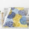 Blue Yellow and Navy Chrysanthemum Flowers Throw Blankets All Season Ultra Soft Warm Daisy Floral Fleece Blanket for Home Bed Sofa Couch Chair Outdoor Travel Camping 40x30 Inch