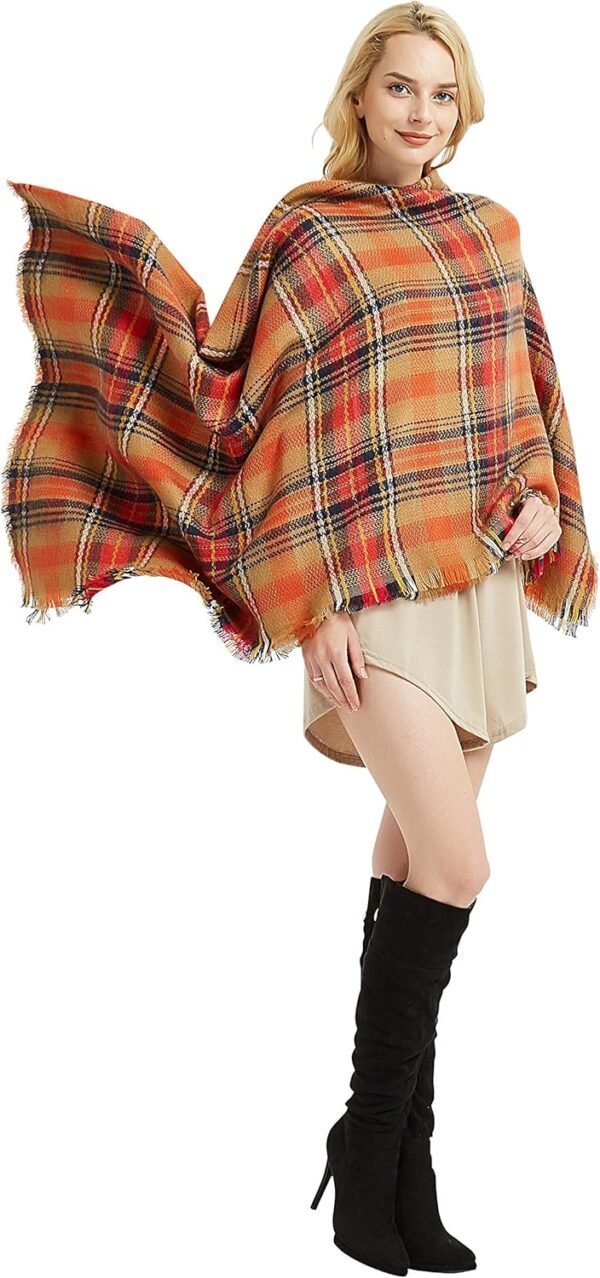 Women's Fall Winter Scarf Classic Tassel Plaid Tartan Warm Soft Chunky Large Blanket Wrap Shawl Scarves - Image 6