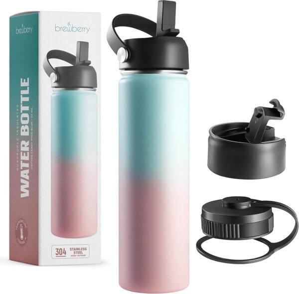 Stainless Steel Insulated Water Bottle and Travel Mug for Hot and Cold Beverages, Wide Mouth, Double Wall Insulated Hydration Sports Water Bottle for Hiking, Biking, Outdoor, 22 OZ BPA Free - Image 7