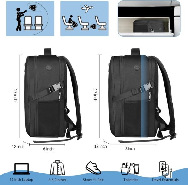 Carry On Backpack Large Travel Backpack fits 17inch Laptop Flight Approved Carry On Bag for Men Women Luggage Daypack - Image 3