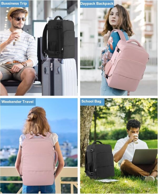 Beraliy Travel Backpack for Men Women, Personal Item Bag for Airlines, Carry On Backpack,16inch Laptop Backpack, Durable Backpack for Hiking College Work Gym Weekender Bag, Black - Image 7