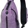 Sling-Bag Crossbody-Bag Women-Men Backpack-Daypack - Hiking Chest Travel with Water Bottle Pocket Purple