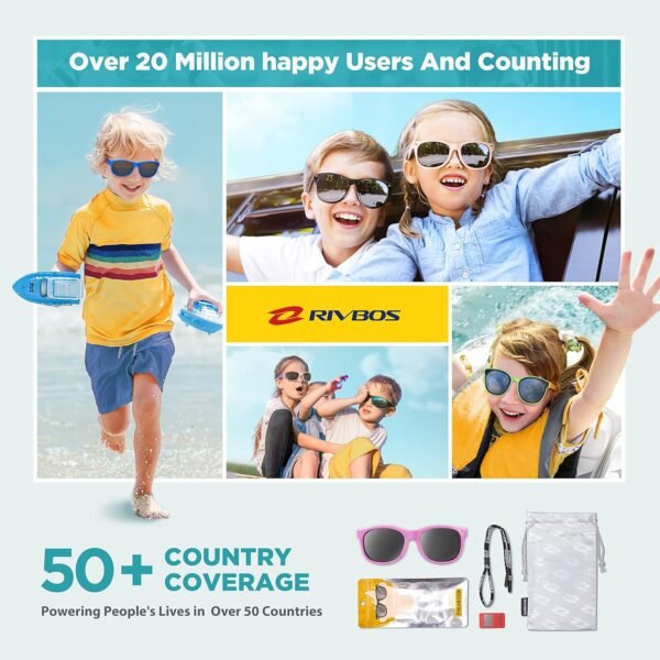 RIVBOS Kids Sunglasses Polarized UV Protection Flexible Rubber Glasses Shades with Strap for Boys Girls RBK004 - Image 6