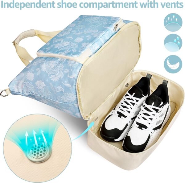 UNIQUEBELLA Weekender Bag for Women Travel, Large Sports Travel Duffel Bag with Shoe Compartment Lightweight Foldable Carry On Overnight Tote with Trolley Sleeve for Camping, Gym, Beach and Vacation - Image 4