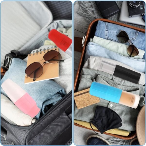 Lusofie 16Pcs Silicone Travel Sleeves For Toiletries Reusable Bottle Covers For Travel Leak Proof Travel Bottles Toiletry Sleeves For Leak Proofing Travel Essentials For Women Travel Accessories - Image 7