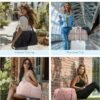 BAGSMART Travel Duffle Bag Gym Bag for Women, 31L Puffer Tote Bag Quilted Laptop Carry on, Weekender Overnight Bag Organizer Duffel Bag for Travel, Pink - Image 2