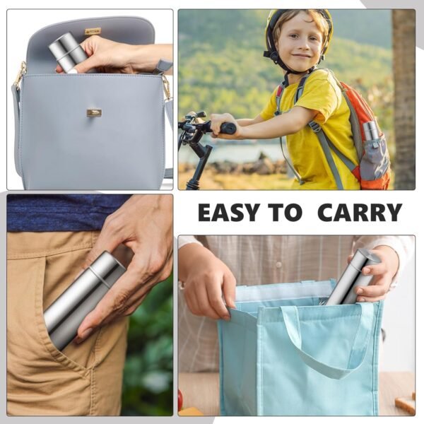 Vesici Mini Water Bottles 4.4 oz Cute Small Insulated Stainless Steel Purse Water Bottles Pocket Slim Flask Water Flask Keeps Drink Cold and Hot for Women Lunch Bag Coffee (Silver,4 Pack) - Image 5