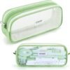 KALIDI Grid Mesh Pencil Case Large Capacity Pencil Case Big Pencil Pouch With Zipper Simple Stationery Bag Aesthetic Pen Bag for School Teen Girl Boy Multi-Purpose bag for office Men Women