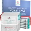 Medi Grade Absorbent Vomit Bags Disposable for Adults and Kids, 22pcs - Travel Essentials Leakproof Barf Bags with Tissues Turn Vomit to Gel and Prevent Odor - Purse Essential Travel Size Sick Bags