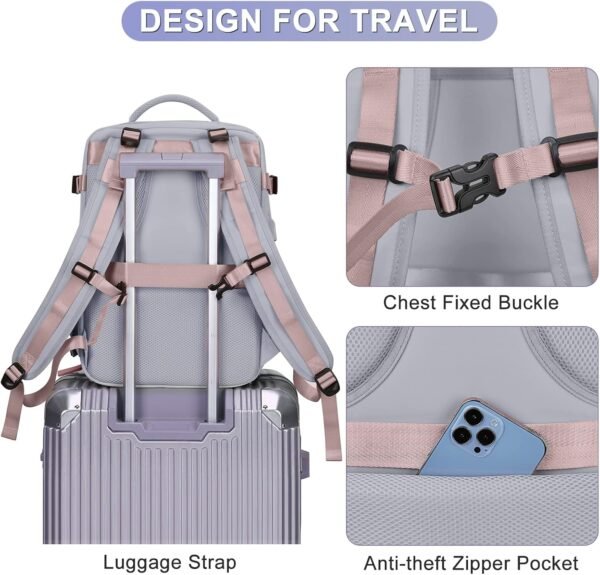 coofay Travel Backpack For Women Airline Approved Carry On Backpack Flight Approved Waterproof Sports Luggage Backpack Casual Daypack Small Hiking Backpack - Image 7