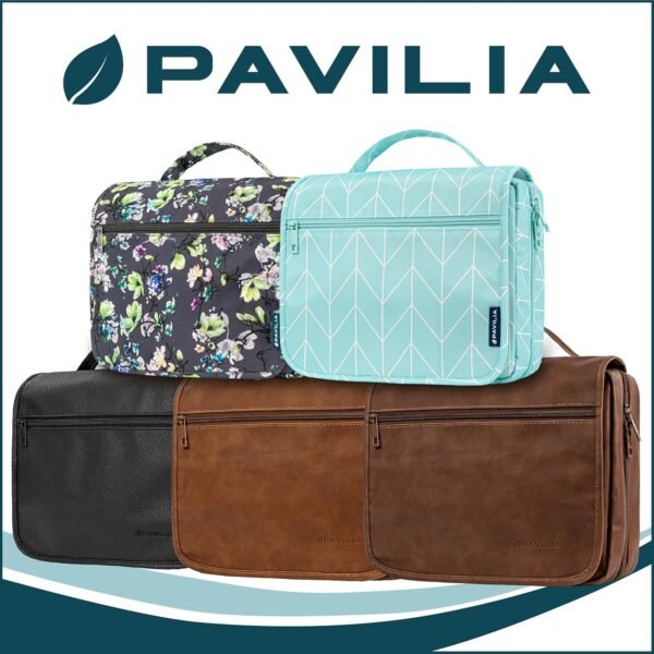 PAVILIA Hanging Toiletry Bag Women Men, Foldable Cosmetic Organizer Travel Bag, Water Resistant Makeup Bag Toiletries, Large Travel Essentials Kit (Dark Brown) - Image 8