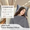 Commollis Travel Blanket Airplane Compact - 2 in 1 Airplane Travel Accessory, from Airplane Blanket to Travel Pillow, with Luggage Strap, Soft Handles and Security Pockets - Image 4