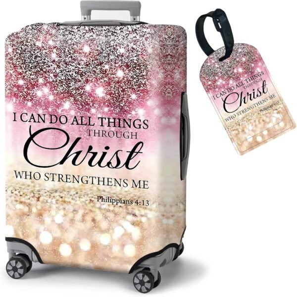 Luggage Covers for Suitcase TSA Approved,Elastic Washable Suitcase Cover Protector, I can do all things through christ Luggage Cover Sleeve Wrap for 19/ 20/ 21 Inches Suitcase Travel Accessories