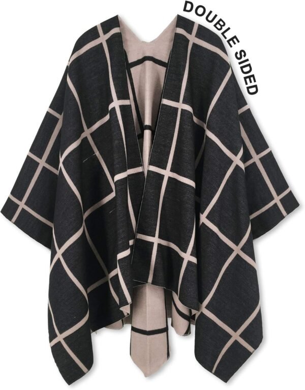 Moss Rose Women's Shawl Wrap Poncho Ruana Cape Open Front Cardigan Shawls for Fall Winter - Image 3