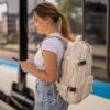 (Not Made In China) Travel Backpack For Men and Women, Airline Approved Carry On Bag w/Shoe Compartment, Holds 15.6" Laptop, USB Charging Port (Beige) - Image 7