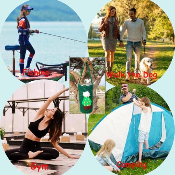 ‎Crochet Water Bottle Holder Compatible with YETI,Owala,Hydro Flask 20oz Travel Tumbler,Water Bottle Carrier Bag for SUNWILL/JENVIO/WETOWETO/HASLE OUTFITTERS and More 20oz Travel Coffee Mugs - Image 5