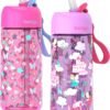 Bentgo Kids Water Bottle 2-Pack - Leak-Proof, Durable Tritan, BPA-Free 15 oz Cup for Kids/Toddlers 3+; Flip-Up Straw; Dishwasher Safe for School/Sports/Daycare/Camp (Rainbows & Butterflies/Fairies)