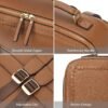 BOSTANTEN Leather Backpack 15.6 inch Laptop Bag Travel Casual Computer Backpack College Business Work Shoulder Bags with Trolley Sleeve for Women Men Brown - Image 5