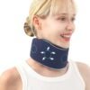 Neck Brace for Pain Relief & Sleep Apnea - 2024 Upgrade Washable Silicone Cervical Collar for Neck Pain and Support, Anti-Snoring Neck Brace for Sleeping (Dark Blue, 3.35 inch Height)
