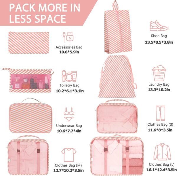 KPX Packing Cubes for Travel, Travel Luggage Packing Organizers, Travel Accessories Large Toiletries Bag for Clothes Shoes Cosmetics Toiletries - Image 2