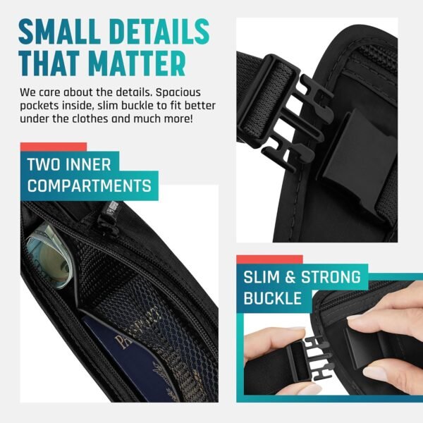 Money belt for travel - RFID slim passport holder men/women travel wallet hidden pouch under clothes to protect your information and money travel fanny pack for men/women bag travel essentials - Image 3