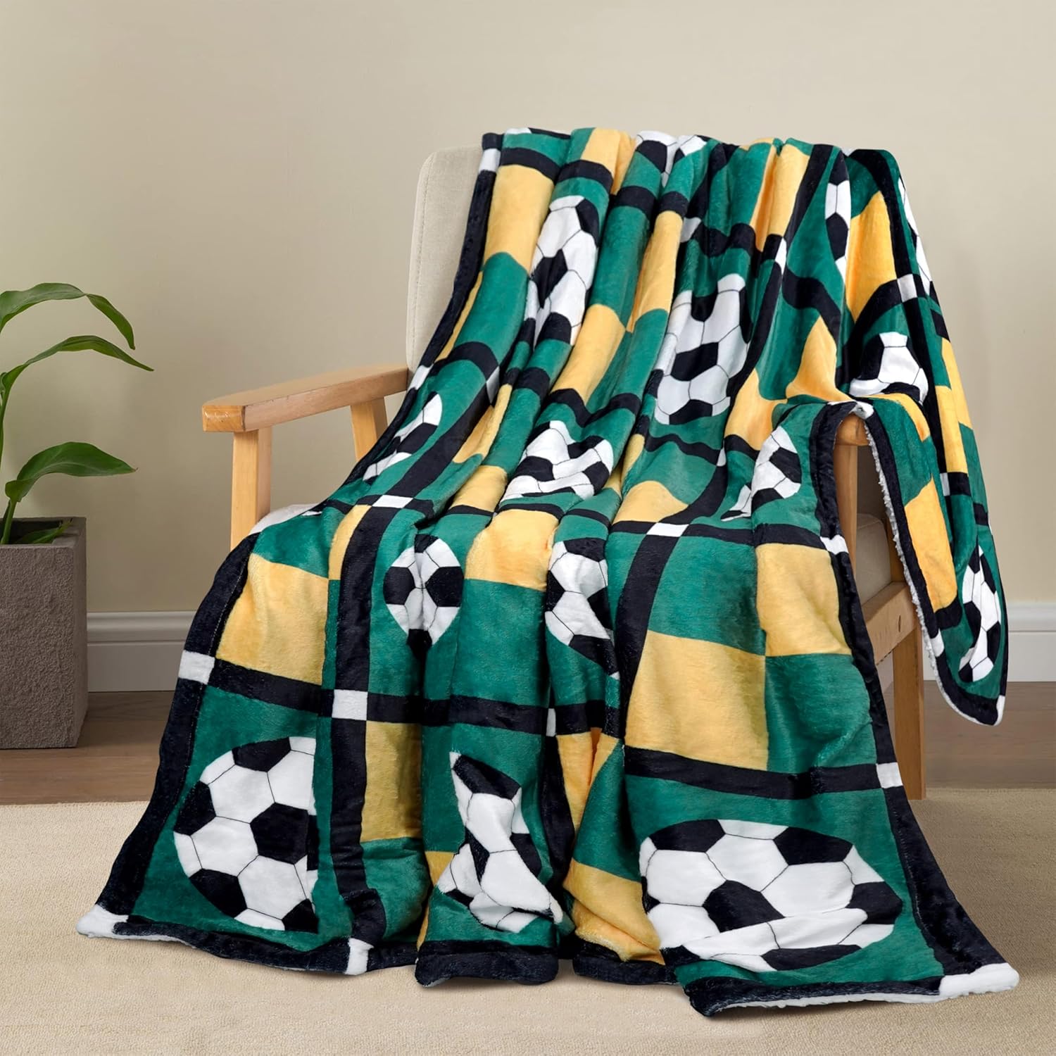 Soccer Blanket Gifts for Boys Girls Soccer Lovers, Green Soccer Throw Blanket Super Soft Travel Bed Sofa Blankets for Sport Fans Kids Adults Player Coach, 50 × 60 inch - Image 4