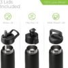 SipX™ Triple-Insulated Stainless Steel Water Bottle 25oz. With 3 Lids, BPA-Free Reusable Insulated Water Bottle Keeps Cold 24 Hours, Metal Water Bottle Made Of Sustainable Material For Hiking & Biking - Image 5