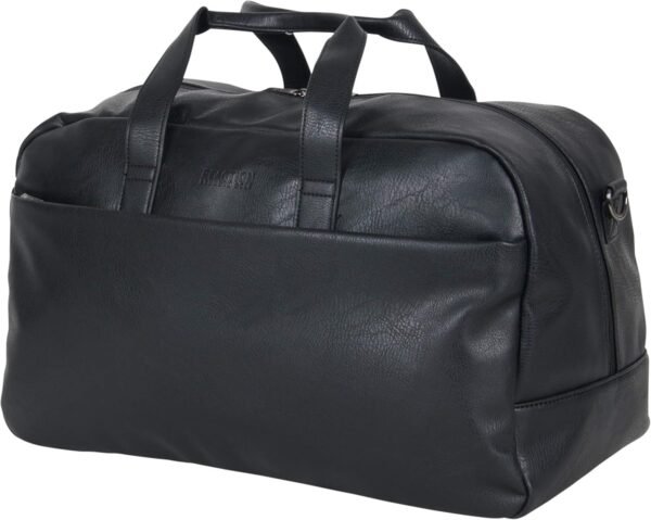 Kenneth Cole REACTION Port Stanley Duffel Pebbled Vegan Leather Carry On Shoulder Duffle Travel Bag, Black, 15" Laptop - Image 10