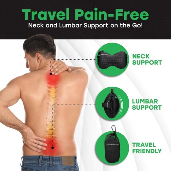 Inflatable Lumbar Pillow for Airplane Travel - Travel Lumbar Pillow - Inflatable Lumbar Pillow - Inflatable Lumbar Support - Suitable for Men and Women of all Ages - (FREE TRAVEL EBOOK) - Image 2