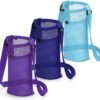 3Pcs Water Bottle Holder with Adjustable Shoulder Strap Water Bottle Carrier Mesh Water Bottle Bag Lightweight Dog Water Bottle Sleeve Crossbody Water Bottle Pouch (Navy/Korean blue/purple)