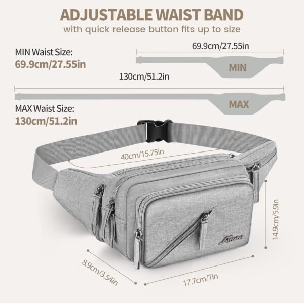 Fanny Pack Waterproof Waist Bag Pack Men Women Hip Bum Bag With Water Bottle Holder Adjustable Strap Suitable For Outdoors Workout Traveling Hiking Cycling Dog Walking Pouch Bag(Grey) - Image 6