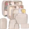 8 Set Packing Cubes for Suitcases, kingdalux Travel Luggage Packing Organizers with Laundry Bag, Compression Storage Shoe Bag, Clothing Underwear Bag, for Man & Women