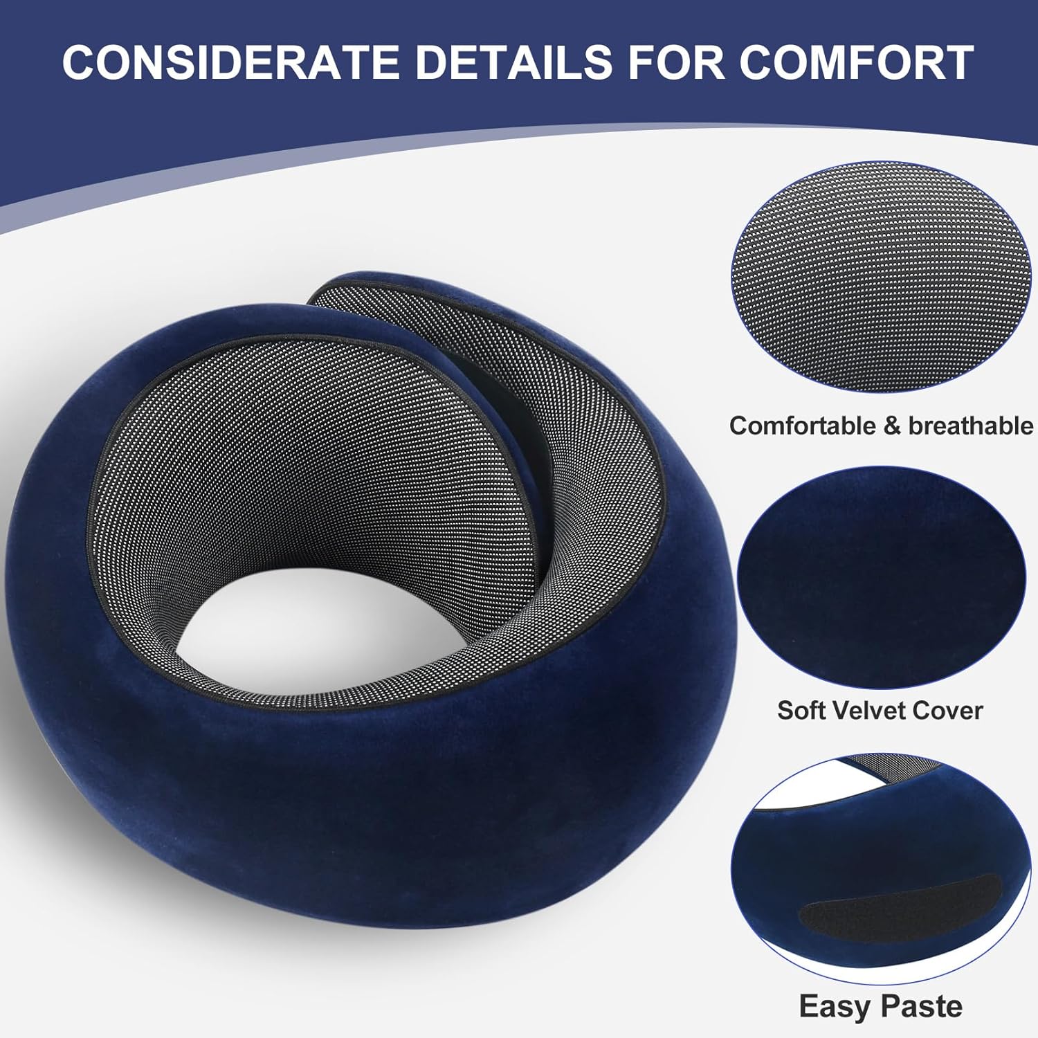 2024 New Memory Foam Travel Pillow for Airplanes,Neck Pillow for Traveling,Neck Plus Travel Pillow,Wander Neck Plus Travel Neck Pillow - Image 6