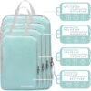 WOOMADA Compression Packing Cubes for Suitcases Travel Essentials 4 Set Expandable Travel Bags Organizer for Luggage(turquoise) - Image 4
