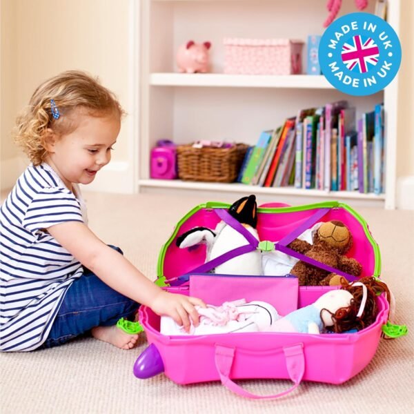 Trunki Ride-On Kids Suitcase | Tow-Along Toddler Luggage | Carry-On Cute Bag with Wheels | Kids Luggage and Airplane Travel Essentials: Trixie Girl Pink - Image 7