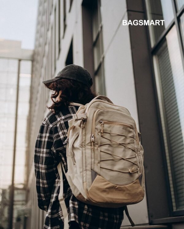 BAGSMART Carry On Travel Backpack, 17 Inch Large Travel backpack Carry On Flight Approved, Anti-theft Personal Item Backpack Travel Bag With Shoe Bag, 30L Water Resistant Casual Daypack, Beige - Image 9