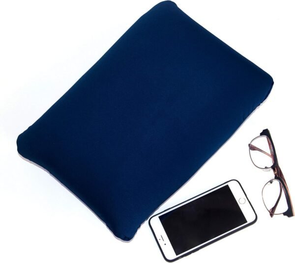 Cushie Pillows Travel Microbead Squishy Pillow for Neck Pain - 13.5 x 10 inches Rectangle - Navy Blue - Image 7