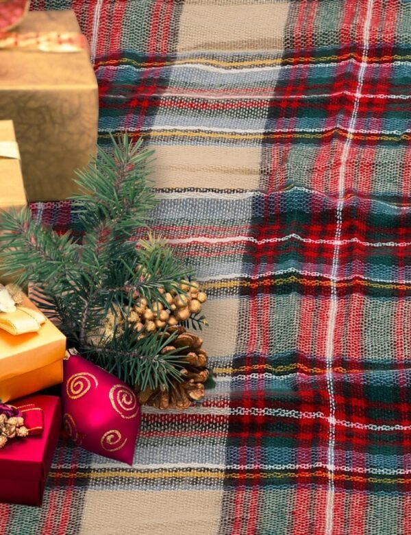 Women's Plaid Blanket Winter Scarf Warm Cozy Tartan Wrap Oversized Shawl Cape - Image 5