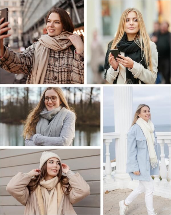 Scarfs for Women Pashmina Shawls and Wraps for Evening Dress Bridesmaid Wedding Bridal Winter Warm Long Large Scarves - Image 7