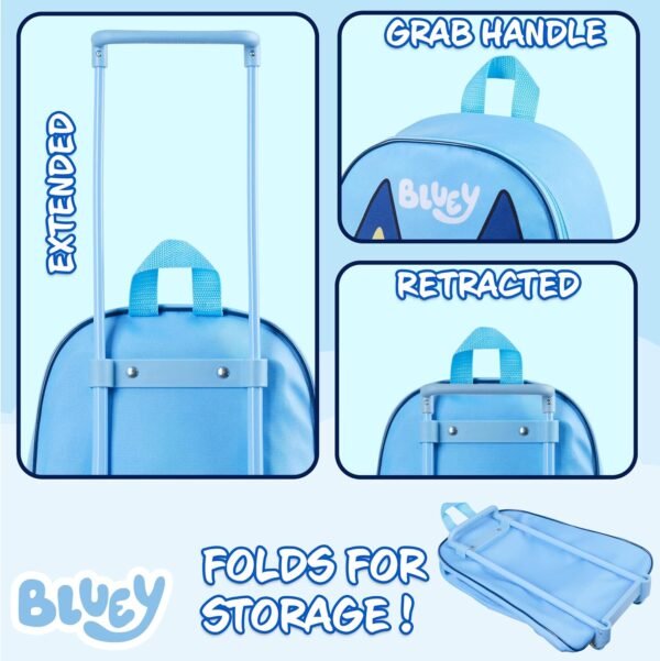 Bluey Children’s Luggage Suitcase - Foldable Trolley Bag 39 x 27cm 2 Wheels Extendable Handle - Travel Bag with Wheels - Image 3