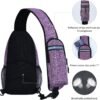 Sling-Bag Crossbody-Bag Women-Men Backpack-Daypack - Hiking Chest Travel with Water Bottle Pocket Purple - Image 5