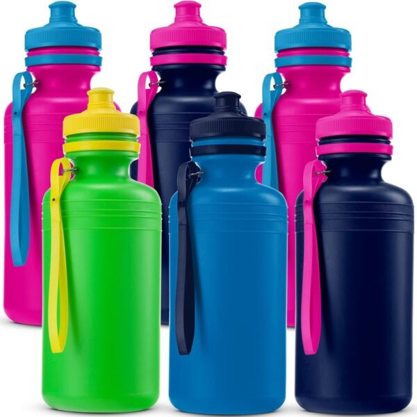 Bulk Water Bottles for Kids - (Pack of 12) 18 oz - 7.5 Inch BPA-Free Plastic water Bottles with Pop-Up Tops & Handles for Summer, reusable water bottles bulk For School, sports Birthday Party Favors - Image 5