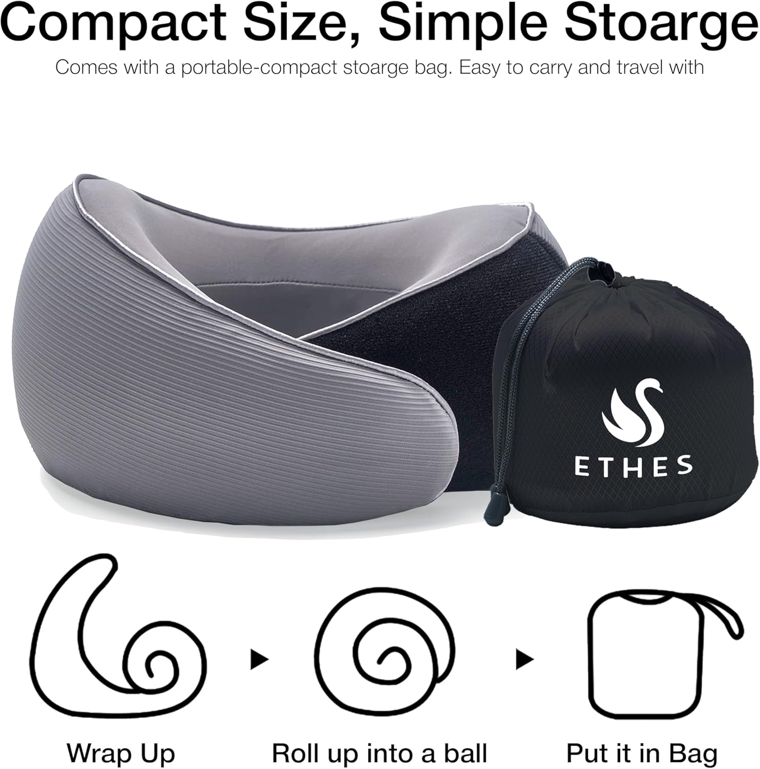 Travel Neck Pillow, Memory Foam Ergonomic Neck Pillow for Travel.Neck Support Travel Pillow for Airplane/Car Trips. Lightweight Design for Neck Pain Relief. Plane Pillow. Neck Travel Pillow - Image 5