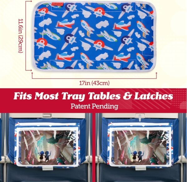 Lusso Gear Kids Tray Table Cover with Pockets - Airplane Travel Essentials for Babies, Toddlers, Adults - Travel Tray for Kids on Plane or Train - Airplane Must Haves and Flying Essentials - Airplanes - Image 8