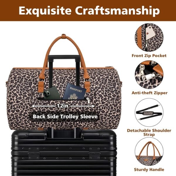 Garment Bag for Travel Convertible Carry On Garment Bag Large Travel Duffel Bags for Women 2 in 1 Hanging Suitcase Suit Travel Bags for Women & Men 3pcs Set - Image 3